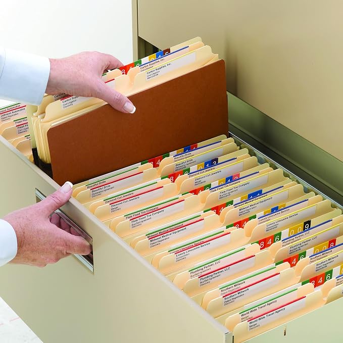 Smead 100% Recycled File Pocket, Straight-Cut Tab, 5-1/4" Expansion, Legal Size, Redrope, 10 per Box (74206)