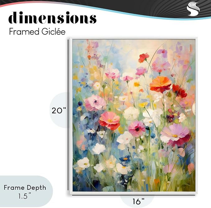 'Wildflower Breeze Impression'| Framed Giclee Art | Stupell Industries | White, 16 x 20 Inches, Easy to Hang and Sturdy, Made in USA, by Creative Studio
