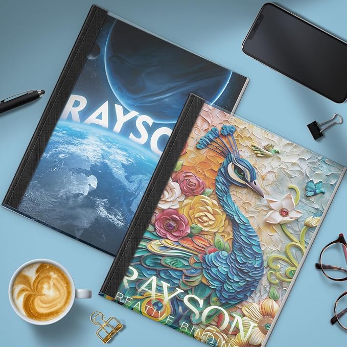 RAYSON Thermal Binding Covers, Letter Size Black Binding Presentation Cover, Mixed Spines Size 1/16in, 1/8in, 3/16in, 1/4in, 1/2in Multi-Pack of 25