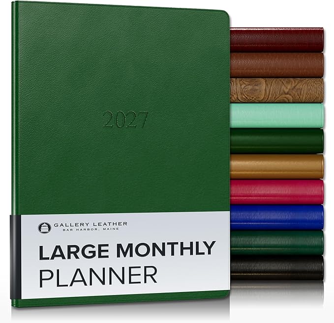 Gallery Leather Large Monthly Planner 2026-2027 Monhegan Emerald