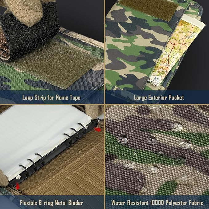 WYNEX Tactical Notebook Padfolio 6 Ring Binder, A5 Refill Paper | M-7.3x10" Zip Hardcover Notebook, 80 Sheets Loose Leaf Paper, 1"O-ring Water-Resistant Planner, for Office College Field Gift