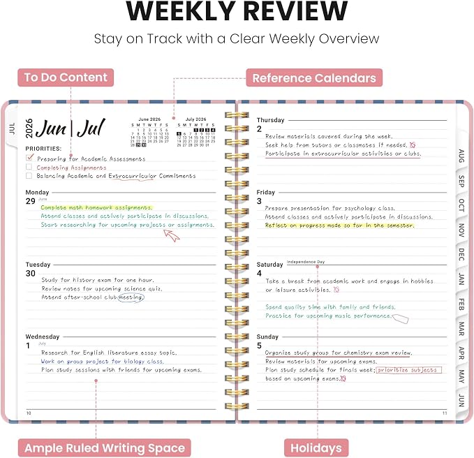Planner 2026-2027, Academic Year Monthly & Weekly Planner Caledndar, July 2026 - June 2027, Hardcover Large Planning Agenda Book with Tabs for School Office Supplies, 8.5" x 11" - Floral Reverie
