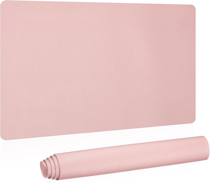 Patikil Desk Mat, 24"x13" Non-Slip Waterproof PU Leather Desktop Protector Cover - Dual Sided Desk Pad for Office/Home - Light Pink