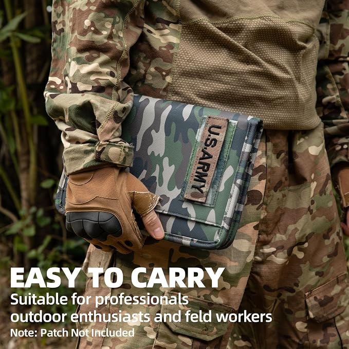 Kosibate Padfolio Ring Binder with 80 Sheets 160 Pages of Loose-Leaf Paper, Weatherproof Notebook Cover, Tactical Notebook with Zippered for Folders,Refillable 6-Ring Notepad(Camouflage,7.3"x10.1")