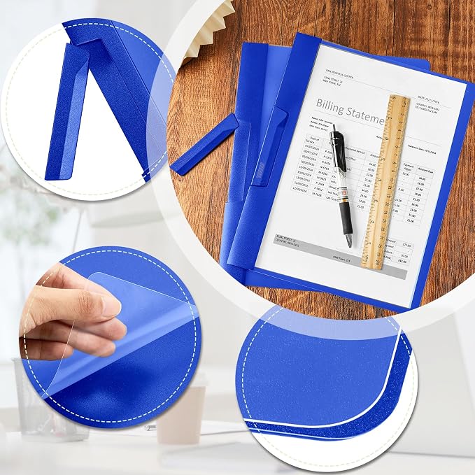 Maitys 50 Pack Durable Clear Report Covers with Clip 11 x 9 Inch Resume Portfolio Folder Letter Size Presentation Folder Transparent Front Report Blinder Interview School Business Student (Blue)