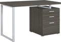Coaster Home Furnishings Brennan Modern Contemporary Home Office 3-Drawer Writing Desk with Drawers Computer Desk Study Table File Cabinet Storage Silver Metal Frame Weathered Grey 800520