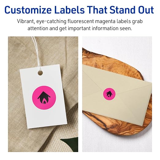Avery Printable Round Labels, Sure Feed Technology, 3/4" Diameter, Neon Magenta Labels, Print-to-The-Edge, Laser/Inkjet, 3,200 Total, Great for Price Stickers and Mailing Seals