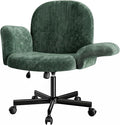 Marsail Criss Cross Office Chair with Adjustable Armrests & Wheels, Vanity Chair with Wide Cushion, Reclining Back, Soft Chenille Fabric, Desk Chair for Home Office, Makeup Room, Bedroom, Green
