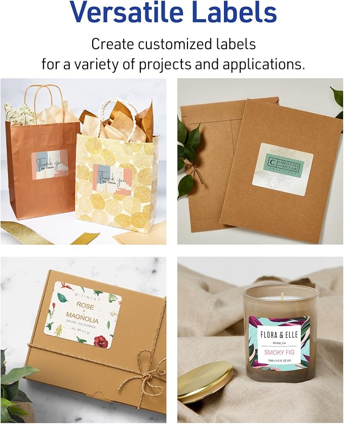 Avery® Printable Rectangle Labels, 3" x 3.75", Pearlized Ivory, Laser & Inkjet Compatible, 48 Customizable Label Stickers, Great for Product Branding, Favors, Thank You Stickers, and More (22823)