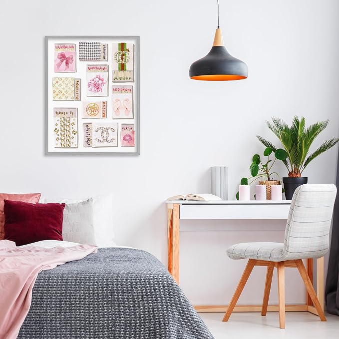 'Glam Girl Matchboxes'| Framed Giclee Art | Stupell Industries | Gray, 16 x 20 Inches, Easy to Hang and Sturdy, Made in USA, by Ziwei Li