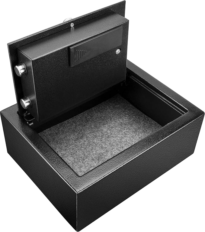 Barska Top Opening Keypad Safe – Compact Digital Security Box for Home or Office, Solid Steel, Anti-Pry Hinges, Jewelry & Valuables- drawer safe - top open drawer - in wall mounting, Hidden safes
