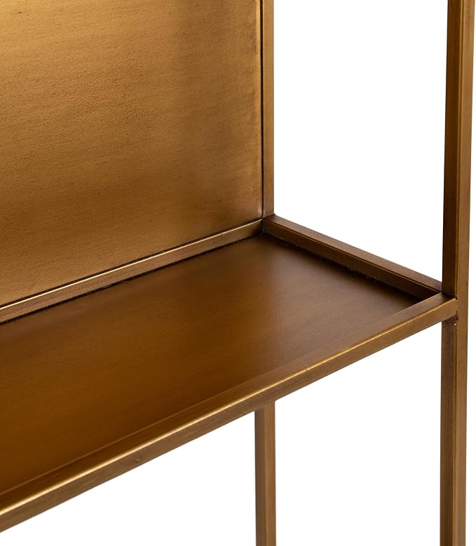 Kate and Laurel Nomi Modern Metal Bathroom Wall Shelf; 18 x 6 x 32; Gold; Contemporary Sleek Tiered Metal Shelves for Wall Decor; Display; and Over-the-Toilet Storage