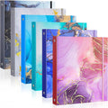 6 Pack Mini Binders 5.5 x 8.5 Three Ring 1 Inch Marble Binder with Elastic Cord Cute Hardcover Marble Binder Floral for School Office Home Photo Album Pages(Marble Style)