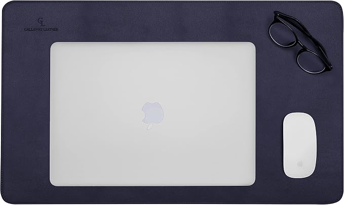 Gallaway Leather Desk Mat - Office Writing Desk Pad, Medium 24" x 14" Navy Blue, Gift Ready Elegant Computer Desk Cover Protector