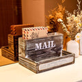 Farmhouse Wood Desktop Desk Mail Organizer with 2-Slot Desktop Mail Sorter Holder File Organizer Bill Paper Folder Office Desk Accessories Rustic Office Supplies Home Decor