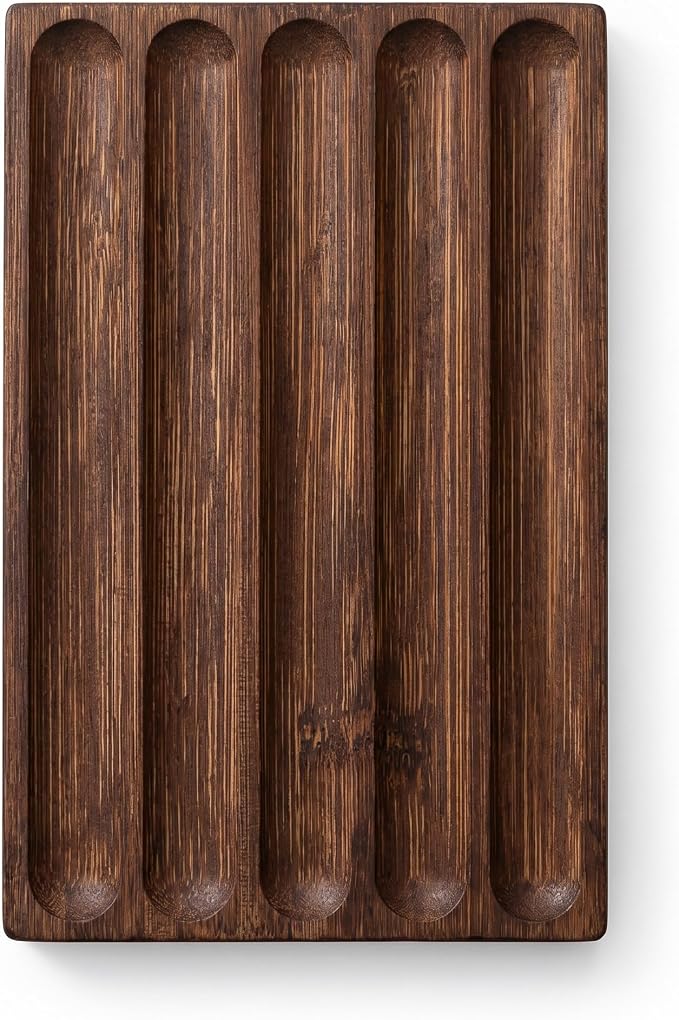 Pen holder Organizer of Office desks,Walnut Desk Pen Stand,Wave Pen TrayOffice Accessory,Teacher Gifts,Suitable for School,Home,Office Desktop Art Accessories (Walnut-5 Grid)