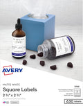 Avery® Printable Blank Square Labels, 2.75" x 2.75", Matte White, 630 Customizable Labels (5196)
