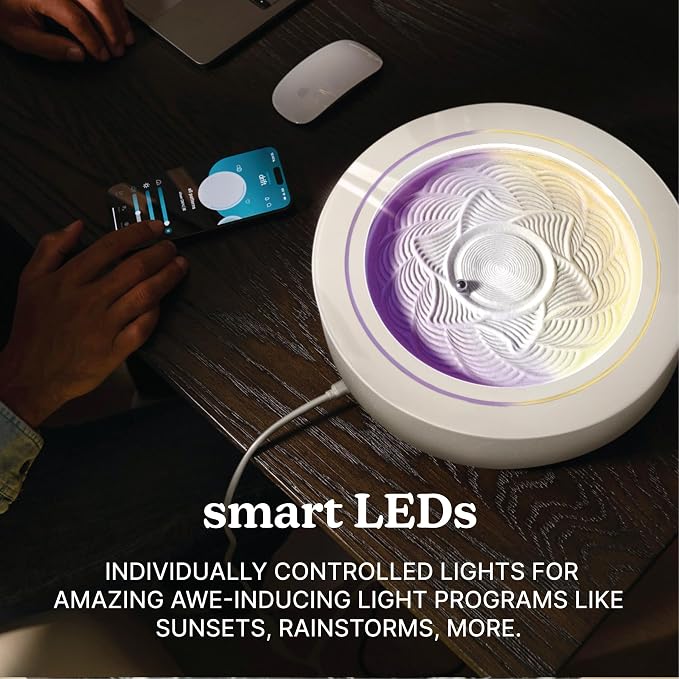 Homedics Drift 11” Sandscape – Version 2.0 with Updated Connected Experience, Smart Wi-Fi Zen Table Décor, LED Ambient Light, Modern Sand Art for Relaxation & Mindfulness, Home & Office Calm Décor