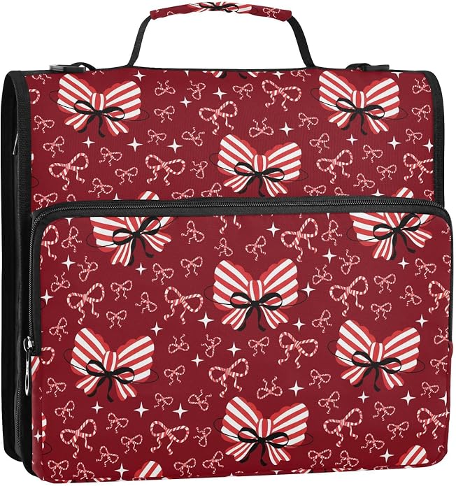 Zipper Binder Bag 3 Ring File Folder Portfolio Organizer Zippered Binder Bags with Strap Fits Laptop Women Men