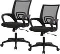 BestOffice | Ergonomic Office Chair | Mid-Back Swivel Desk Chair | Breathable Backrest & Lumbar Support | Adjustable Height | Sponge Seat | Rolling Wheels | Dark Black | for Adults & Women