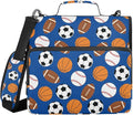 Sports Football Baseball Pattern 3 Ring Zipper Binder with Shoulder Strap & Handle 2 Inch D-Ring Zippered Binder Bag with Multiple Pocket & Pencil Pouch, Binder Organizer for School or Office