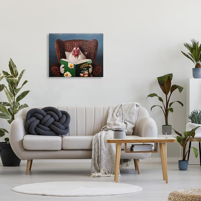 Stupell Industries 'Chicken Reading Book'| Canvas Art | Stupell Industries | 30 x 24 Inches, Easy to Hang and Sturdy, Made in USA, by Lucia Heffernan