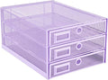 Annova Desk Organizer Wire Mesh 3 Tier Sliding Drawers Paper Sorter/Multifunctional/Premium Solid Construction for Letters, Documents, Mail, Files, Paper, Kids' Art Supplies (Light Pink)