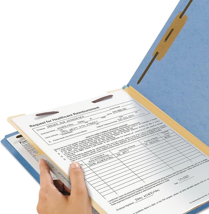 Smead Classification File Folder, 2" Expansion, 2/5-Cut Tab, Letter Size, 10 per Box (1 Divider, Blue)