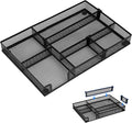 Desk Organizer, Desk Drawer Organizer Tray with Adjustable Dividers, Black Desktop Metal Mesh Office Desk Organizer, Stackable Multifunctional Pen Organizer for Office School Home Makeup Supplies (1)
