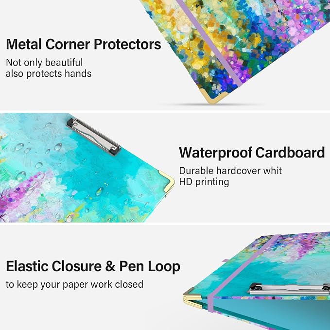 3 Ring Binder 3 Inch Ring, Three Ring Binders for Letter Size 11" x 8.5" with 6-Tab Dividers, 2 Pockets, Binder with Clip for School and Office Supplies-Purple Oil Painting
