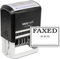 MaxMark Large Self-Inking Rubber Date Office Stamp with Faxed Phrase & Date - Black Ink, 12-Year Band - Style 3