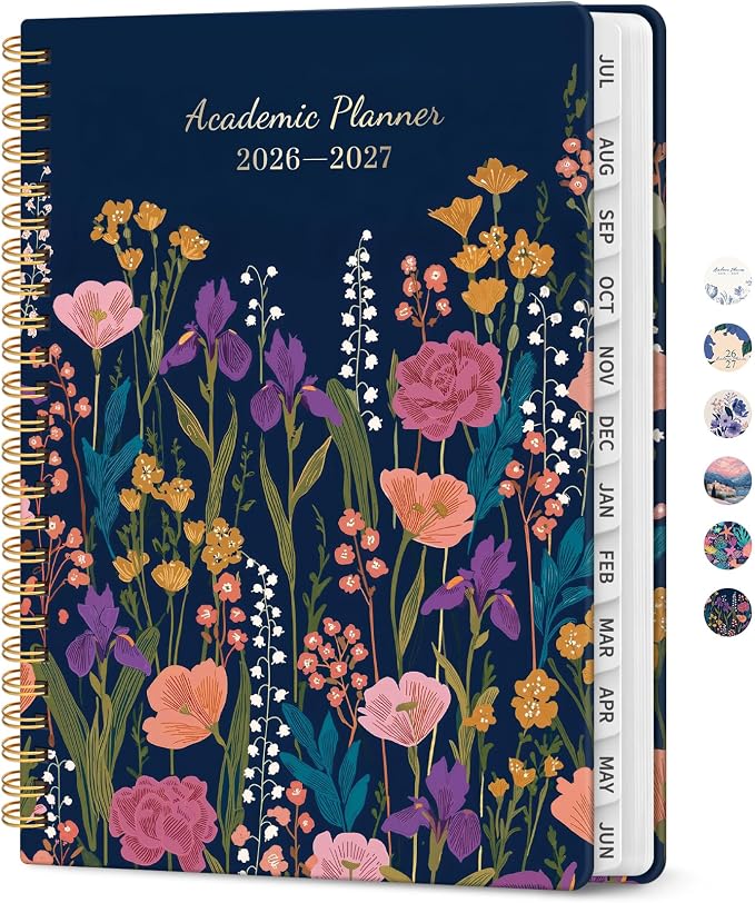 Taja Planner 2026-2027, Jul 2026-Jun 2027 Monthly & Weekly Calendar Planner | 8.5" x 11", Hardcover Academic Calendar, Teacher Student Agenda Book with Tabs, School Office Supplies, Ink Blossoms