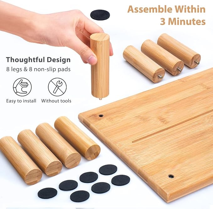 Dual Monitor Stand Riser with Drawer for Desk Laptop | Desk Shelf with Adjustable Length and Angle, Bamboo Computer Stand Riser for 2 or 3 Monitors Screen Laptop PC TV -Natural
