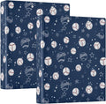 Baseballs and Stars Round Ring Binders 1.5 Inch Softball White Blue Purple 3 Ring Clipboard Binder for Office School Work Supplies File Folder 200 Sheet Capacity 2 Pieces