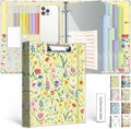 3 Ring Binder 1 Inch, Three Ring Binders Organizer with Clipboard, 5-Tabs Pockets Dividers, Plastic Folder, 18 Divider Stikers, KLLVE Cute Binder with Pen Loop (Garden Party, Letter Size)