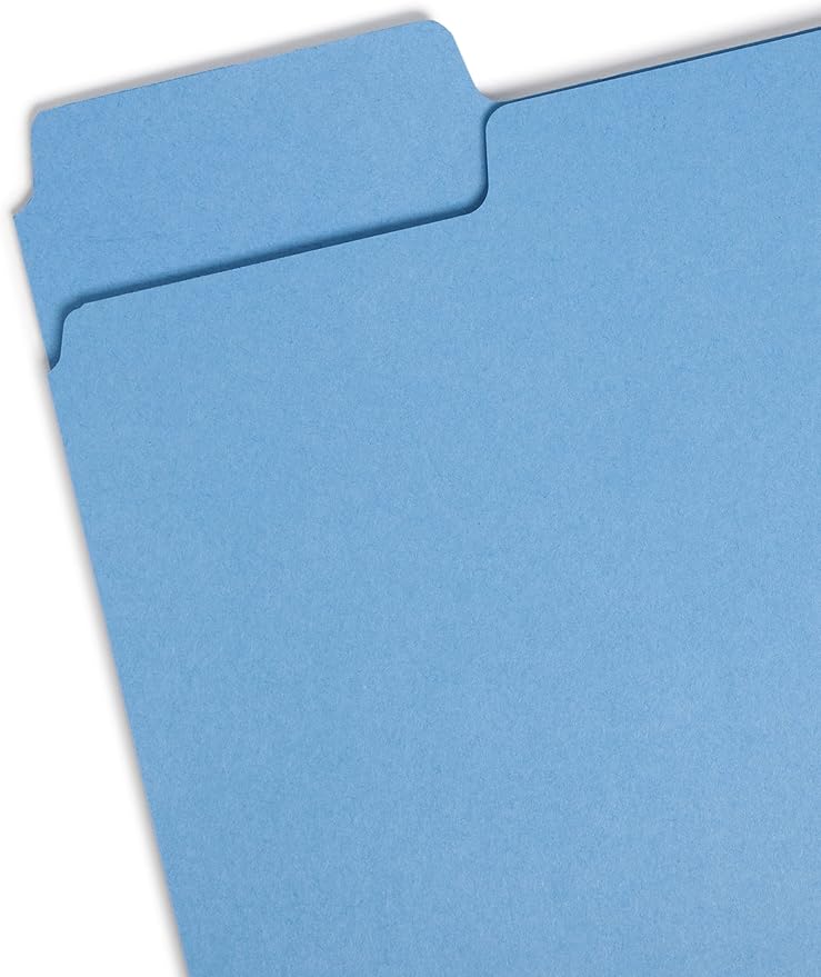 Smead SuperTab File Folder, Oversized 1/3-Cut Tab, Letter Size, Blue, 100 per Box (11986), Pack of 1