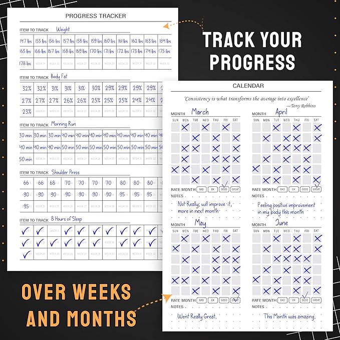 Nextnoid Hardcover Fitness & Food Journal - Nutrition & Workout Planner for Men & Women - A5 Sturdy Workout Log Book to Track Diet, Gym & Home Workouts - Yellow
