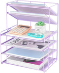 Desk Organizer, 6-Tier Paper Organizer Letter Tray, Purple | Desk Organizers and Accessories, Office Desk Accessories & Workspace Organizers, Desktop File Organizer for Office Supplies