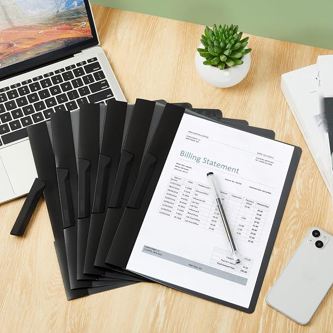 Maitys 1 Pack Durable Clear Report Covers with Clip 11 x 9 Inch Resume Portfolio Folder Letter Size Presentation Folder Transparent Front Report Blinder Interview School Business Student (Black)