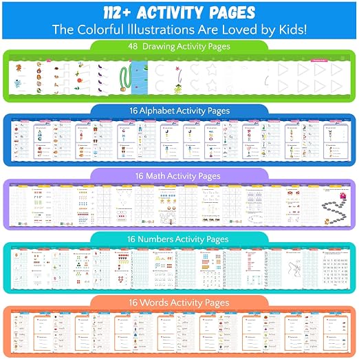 Magic Grooved Writing Practice for Ages 3-8, Grooved Handwriting Practice for Kids, Reusable Handwriting Book, Preschool Learning Activitys for Tracing Letters & Numbers, Gifts for 3 Year Old Boy