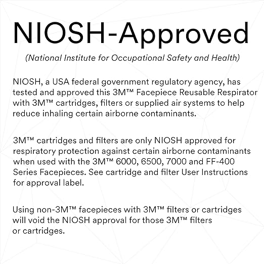 3M Full Facepiece Reusable Respirator 6800, NIOSH, Medium | Large Lens, ANSI High Impact Eye Protection, Silicone Face Seal, Four-Point Harness, Comfortable Fit, Painting
