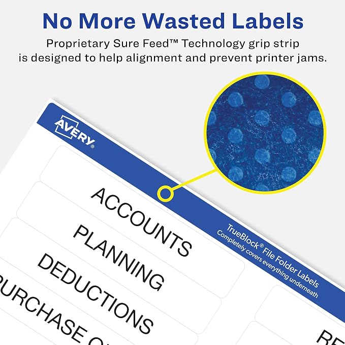 Avery TrueBlock File Folder Labels, 2/3" x 3-7/16", 750 Printable Labels, White/Purple, Permanent (5666)
