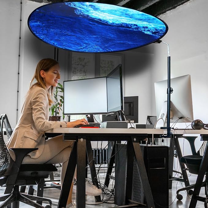 Office Cubicle Desk Shade Anti-Glare Cover Light Sensitive Professionals Cubicle Light Blocker for Workspaces Desk Canopy 36" Circular Shading Light Shade with Clamp