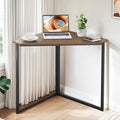 VECELO Corner Desk,Office Tables for Living Room for Small Space Triangle Computer Desk with Steel Frame Corner Shelves with Metal Frame Writing Desk for Workstation Classic Brown 33.1"