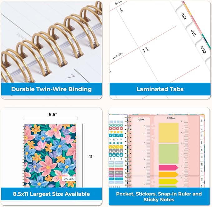 Blue Sky 2026-2027 Weekly & Monthly Academic Planner, 8.5"x11", Nerina