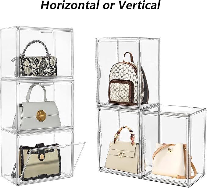 Attelite Acrylic Display Case for Collectible Large Clear Storage Box 1pack | Acrylic Box for Figures, Tool-free Assembly,Stackable,Magnetic Door, Dustproof Protection,thicken plastic，Clear 360° View
