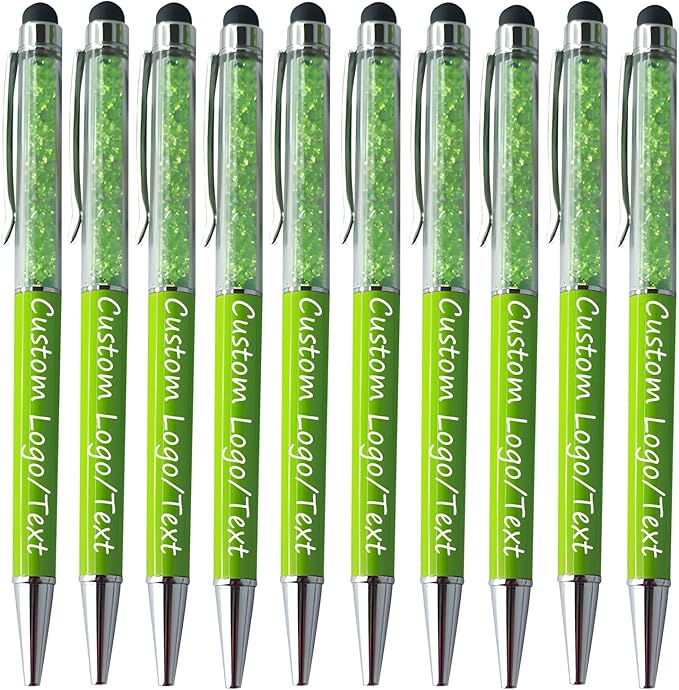 Yucold Customized Pens with Name/Logo - Touch Screen Stylus Ballpoint Pen, Perfect for Weddings, Business & Personalized Gifts (Grass green,300)