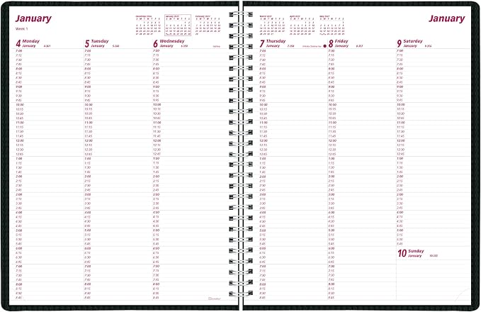Brownline® 2027 DuraFlex Weekly Planner, Appointment Book, 12 Months, January to December, Twin-Wire Binding, 11" x 8.5", Black (CB950V.BLK)