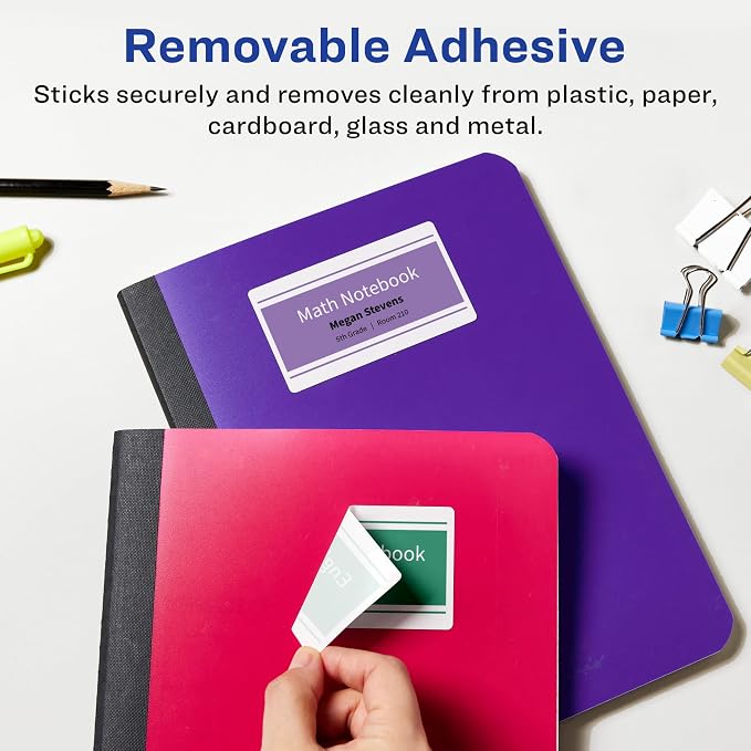 Avery® Matte White Removable Rectangle Labels, Sure Feed® Technology, 2" x 4", 500 Removable Labels, Laser/Inkjet Printable