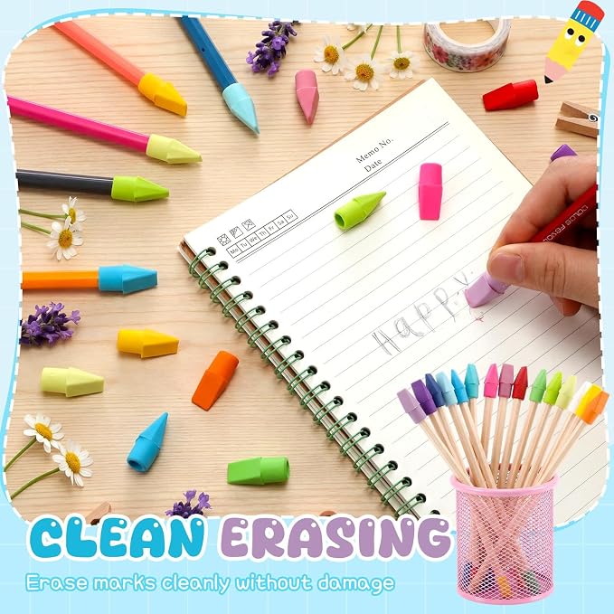 2000 Pcs Pencil Top Erasers Bulk 15 Assorted Colors Pencil Cap Erasers Pencils Eraser Toppers for Writing, Home Office Supplies, Party Favor Bags, Game Prize Giveaways